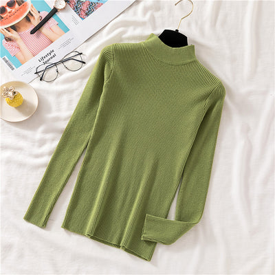 Pullover Sweater Half Turtleneck Long Sleeve Knitted