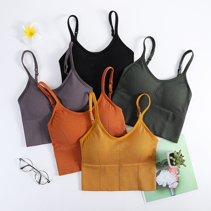 Bright Classic Sleeveless Padded Tank Crop Tops - Fashion And Lovely