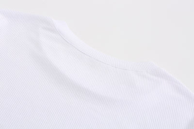 Basic Rib Knit Street Wear Round Neck Short Sleeve Top