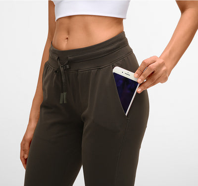 High Waisted DrawString Side Pocket Relaxed Fit Tapered Plain Full Length Joggers