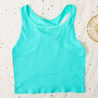 Wide Round Seamless Sports Ribbed Tank Top