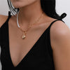 Baroque Pearl Pendant Choker Necklace Collar / Kpop Boho Punk Lover Heart Beaded Long Chain
