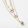 Gothic Lariat Bead Pendant Choker Necklace / Portrait Coin Gold Long Chain Necklace