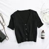 V Neck T-Shirts Button Up Tees Short Sleeve