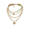 Baroque Pearl Chunky Chain Necklace / Heart Pendant Choker Necklace