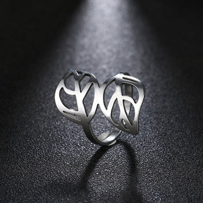 Double Leaf Stainless Steel Ring