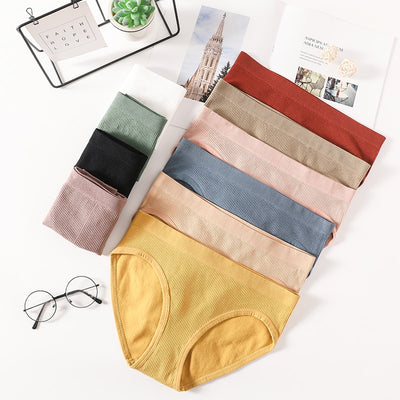 Bright Colorful Solid Mid Waist Underwear