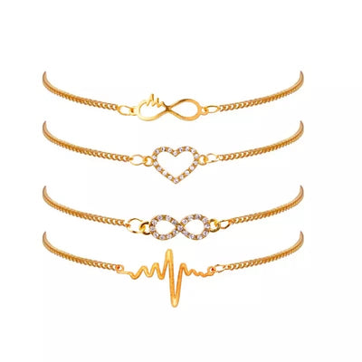 Four Piece Crystal Heart Infinity Bracelet - UbaldoRodriguez
