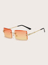 Rimless Square Frame Sunglasses