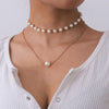 Gothic Baroque Pearl Bead Pendant Choker Necklace / Multi Layer Punk White Pearls