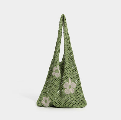 Flower Woven Hollow Shoulder Bag