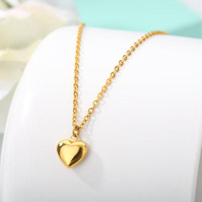 Gold Love Heart Stainless Steel Love Heart Pendant Necklace