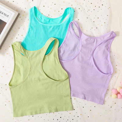 Wide Round Seamless Sports Ribbed Tank Top